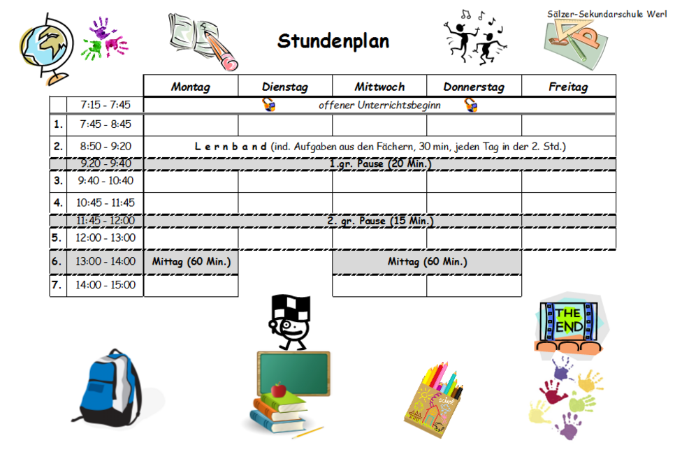 Stundenplan-Vordruck Sälzer-Sekundarschule Stundenplan-Vordruck Sälzer-Sekundarschule